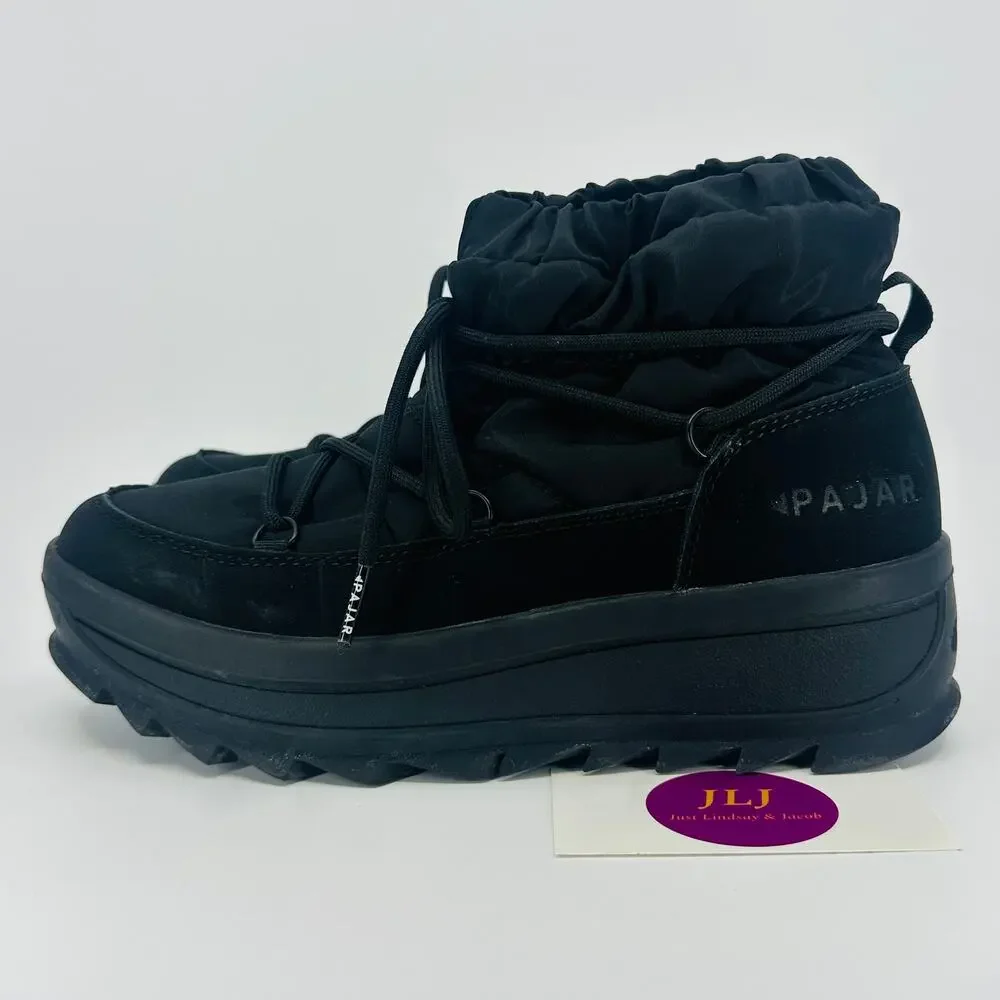 Pajar Women's Taya Low Black Lace Up Waterproof Winter Boots Size 7 US/ 38 EU